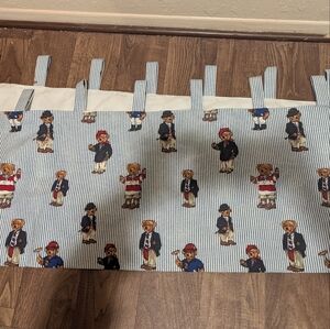 Ralph Lauren Polo Bear Blue Stripes Valance 82”x 17” Tab Top Curtain